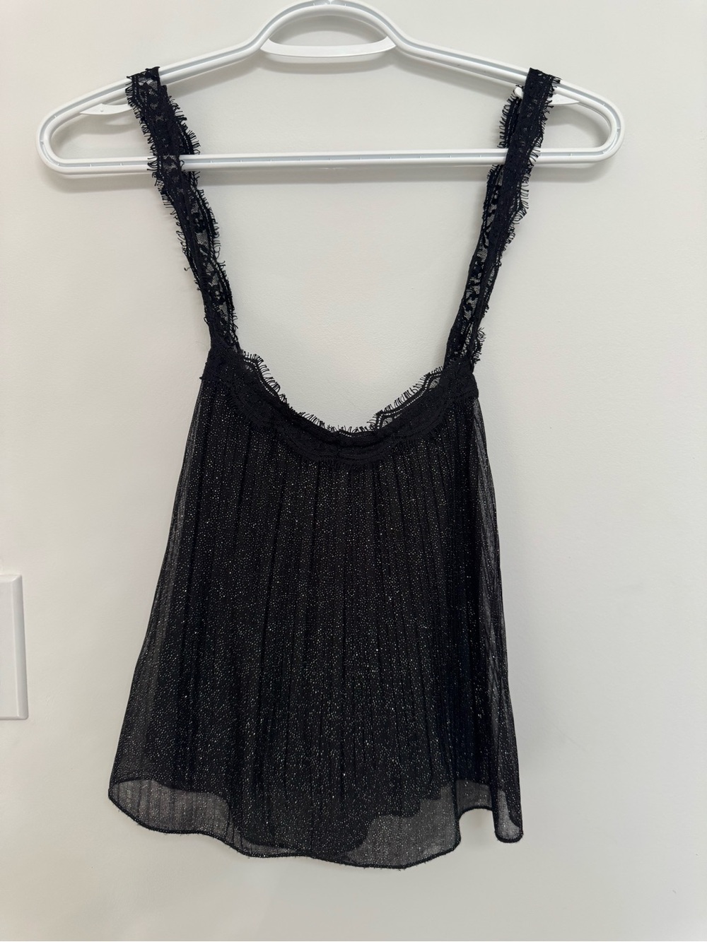 Material Girl Black Glitter Crossed Back Tank